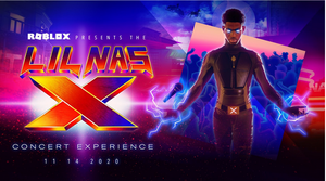Banner do show do Rapper LilNas realizado no Roblox